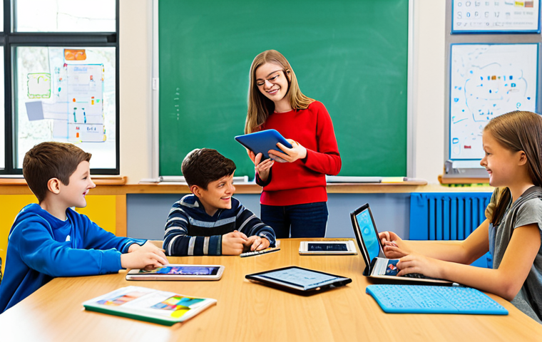 Interactive Programming Class**

"A bright and cheerful classroom scene. Students (ages 10-12) are fully clothed and engaged with colorful coding blocks on tablets. A friendly teacher assists. Background shows posters about technology and innovation. safe for work, appropriate content, fully clothed, family-friendly, professional. perfect anatomy, correct proportions, natural pose, well-formed hands, proper finger count, natural body proportions."

**